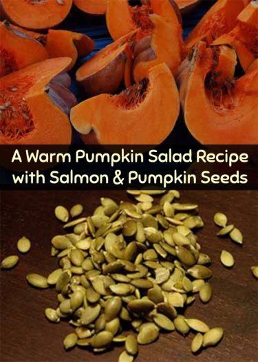 A Warm Pumpkin Salad with Salmon and Pumpkin Seeds