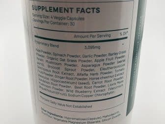 Sustenance Fruits Greens Nutrition Facts Panel